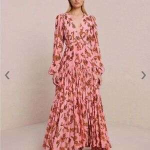 A.L.C. Pink Floral Paisley V-Neck Maxi Dress